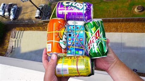 iphone 6 drop test from 100 feet|Can Soda Cans Protect iPhone 6S from 100FT Drop Test onto.